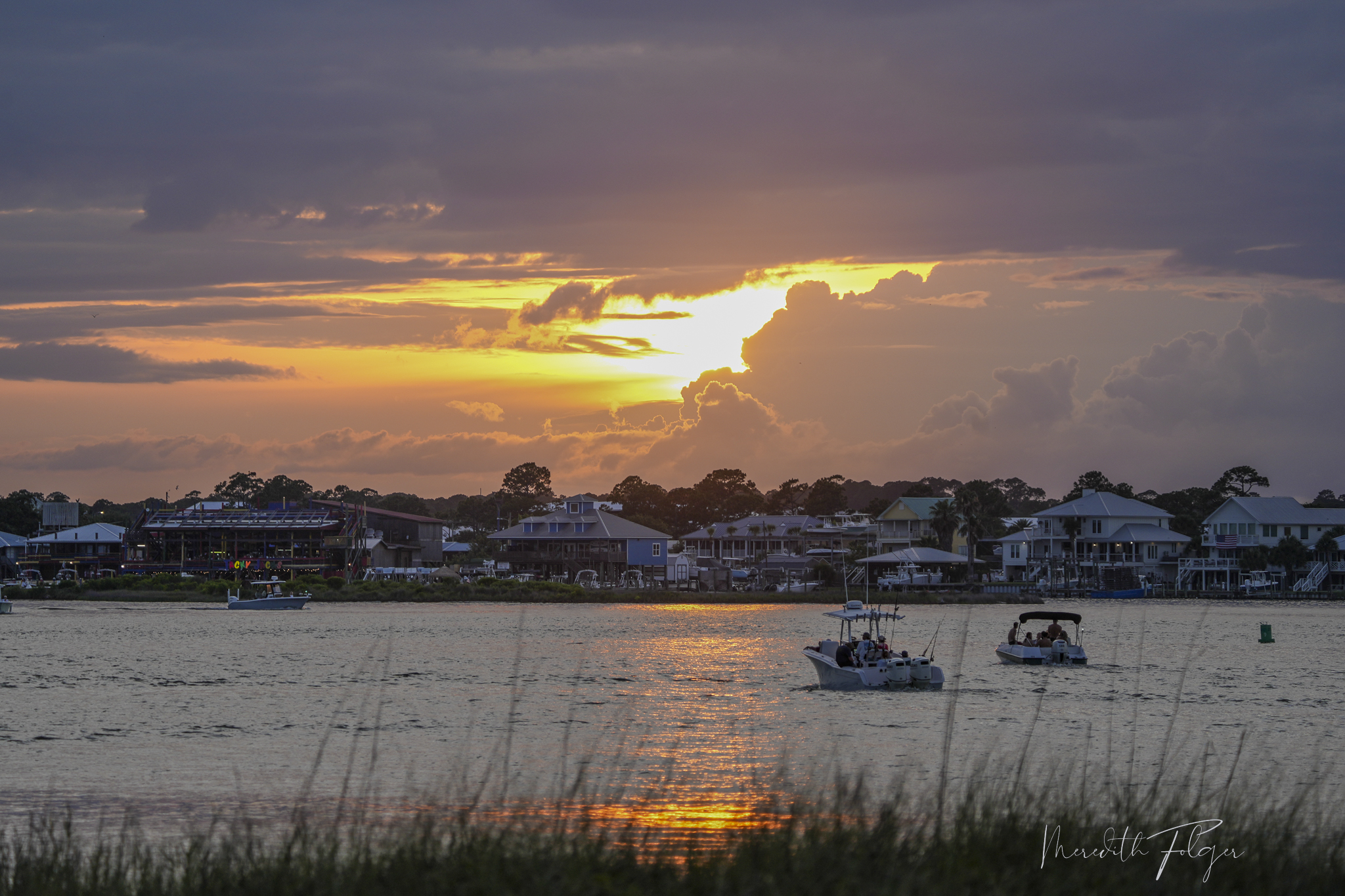 Orange Beach Alabama Sunset on the Water with Boaters