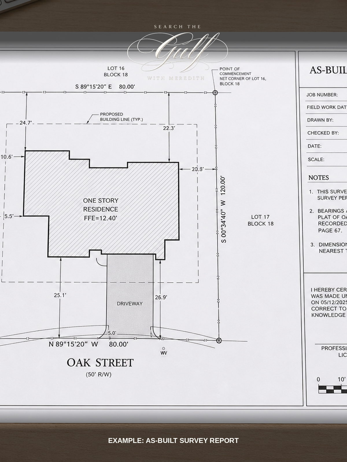 Example as-built survey report document